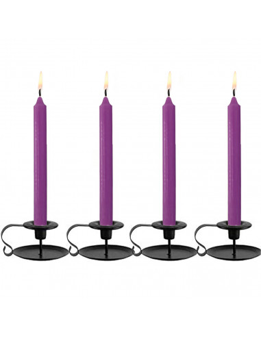 Tradineur - Pack de 4 velas de mesa alargadas, velas cilíndricas, parafina y mecha de algodón, sin perfume, rituales y ceremonia
