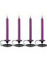 Tradineur - Pack de 4 velas de mesa alargadas, velas cilíndricas, parafina y mecha de algodón, sin perfume, rituales y ceremonia