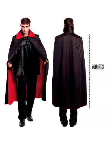 Tradineur - Capa de vampiro bicolor - Fabricado 100% Poliéster - Ideal para carnaval, halloween, cosplay, fiestas, adulto unisex