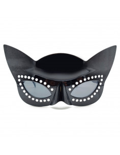Tradineur - Gafas de gata negra para jóvenes y adultos, complementos de disfraces para carnaval, halloween u otras celebraciones