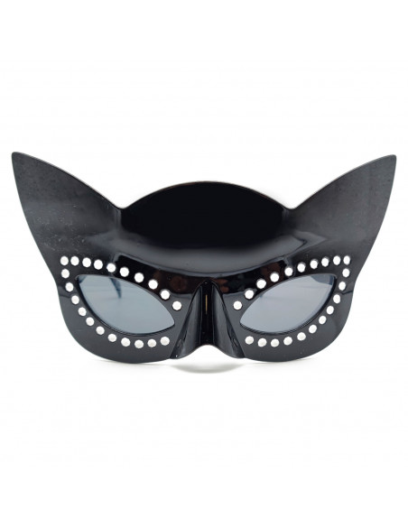 Tradineur - Gafas de gata negra para jóvenes y adultos, complementos de disfraces para carnaval, halloween u otras celebraciones Tradineur - Gafas de gata negra para jóvenes y adultos, complementos de disfraces para carnaval, halloween u otras celebraciones