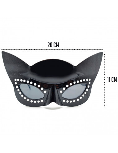 Tradineur - Gafas de gata negra para jóvenes y adultos, complementos de disfraces para carnaval, halloween u otras celebraciones