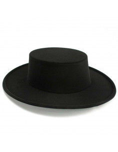 Tradineur - Sombrero cordobés color negro - Fabricación 100% en PVC no tóxico - para jóvenes y adultos para carnaval, halloween,