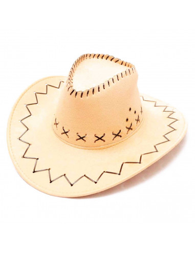 Tradineur - Sombrero vaquero color marrón claro - Fabricación 100% en poliéster - para jóvenes y adultos para carnaval, hallowee