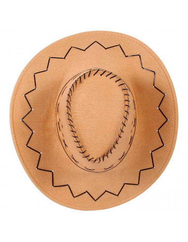 Tradineur - Sombrero vaquero color marrón claro - Fabricación 100% en poliéster - para jóvenes y adultos para carnaval, hallowee
