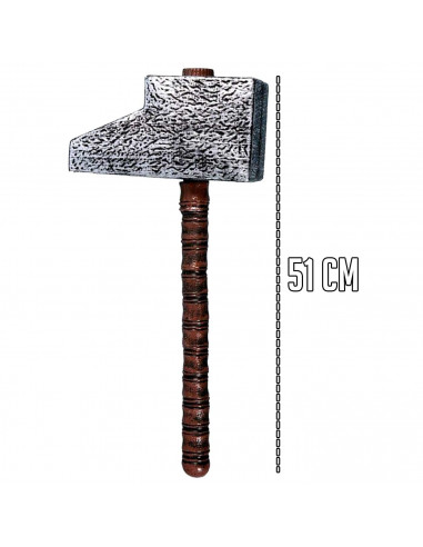 Tradineur - Martillo grande - Apto para niños - Complemento para disfraces en carnaval, Halloween u otras celebraciones. - 51 cm