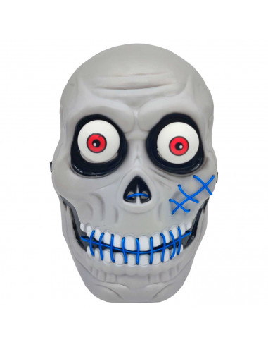 Tradineur - Máscara de calavera para Halloween - Incluye luces - Complemento para disfraces de carnaval - 26 x 17,5 x 9 cm