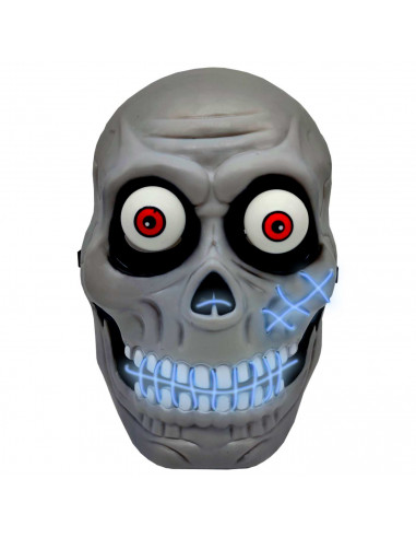 Tradineur - Máscara de calavera para Halloween - Incluye luces - Complemento para disfraces de carnaval - 26 x 17,5 x 9 cm