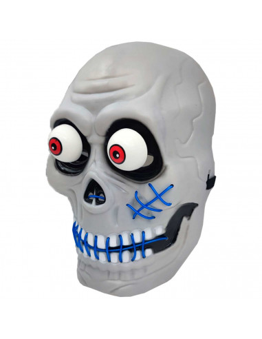 Tradineur - Máscara de calavera para Halloween - Incluye luces - Complemento para disfraces de carnaval - 26 x 17,5 x 9 cm