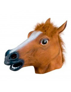Tradineur - Máscara de caballo - Fabricado en Látex -  Complemento para disfraces de Halloween, carnaval - 30 x 41 x 14 cm
