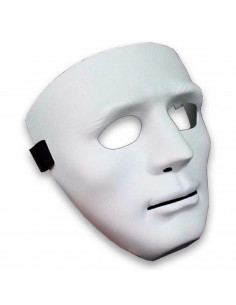 Tradineur - Máscara de cara blanca - Fabricado en plástico -  Complemento para disfraces de Halloween, carnaval - 17 x 17,5 x 8