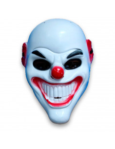 Tradineur - Mascará de payaso color blanco - Fabricado en plástico -  Complemento para disfraces de Halloween, carnaval - 22 x 1