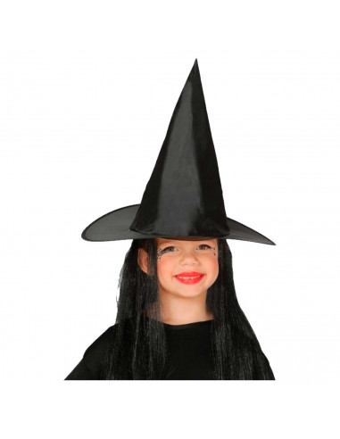 Tradineur - Gorro de bruja - Diseño clásico - Sombrero de bruja, halloween, fiestas, disfraz carnaval - Diámetro 28,5 cm - Color