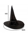 Tradineur - Gorro de bruja - Diseño clásico - Sombrero de bruja, halloween, fiestas, disfraz carnaval - Diámetro 28,5 cm - Color