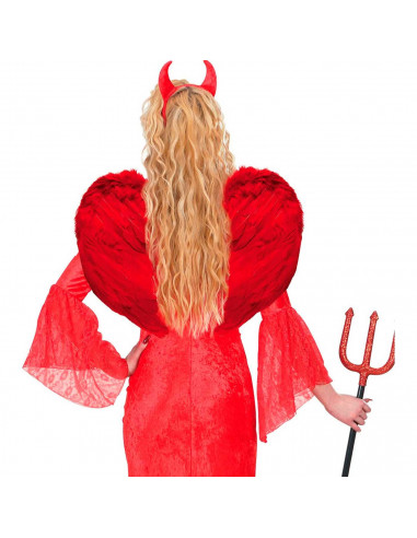 Tradineur - Alas de demonio con plumas y tirantes elásticos, complemento para disfraz de halloween, carnaval, cosplay, fiestas,
