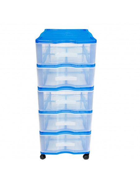 Cajonera de 5 cajones, de color azul, wagon con ruedas 83,1 x 37 x 39,3 cm. Contenedor de plástico para folios especial para of Cajonera de 5 cajones, de color azul, wagon con ruedas 83,1 x 37 x 39,3 cm. Contenedor de plástico para folios especial para of