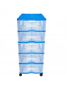 Cajonera de 5 cajones, de color azul, wagon con ruedas 83,1 x 37 x 39,3 cm.  Contenedor de plástico para folios especial para of