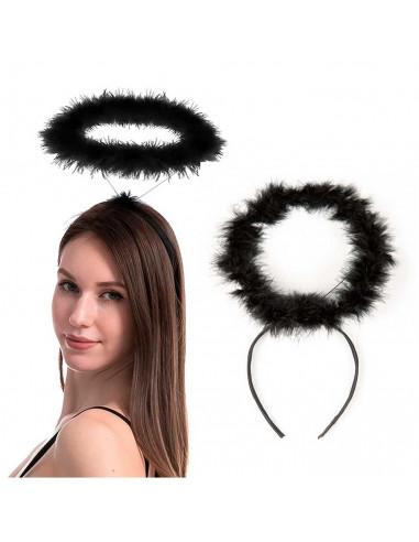 Tradineur - Corona de ángel - Diadema con aro - Complemento para disfraz de carnaval, halloween, cosplay, fiesta, adultos, talla