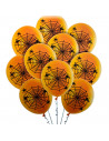 Tradineur - Pack de 10 globos - Diseño Telaraña - 30 cm al inflar - Ideal como decoración de tu hogar y celebrar de halloween.