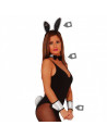 Tradineur - Set 3 piezas de disfraz de conejita - Color blanco y negro, complemento para carnaval, halloween y celebraciones. -