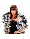 Tradineur - Boa de plumas de color blanco y negro - Fabricado en poliéster - complemento para carnaval, halloween, fiestas, cele