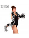 Tradineur - Boa de plumas de color blanco y negro - Fabricado en poliéster - complemento para carnaval, halloween, fiestas, cele