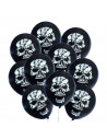 Tradineur - Pack de 10 globos - Diseño Calaveras - 30 cm al inflar - Ideal como decoración de tu hogar y celebrar de halloween.