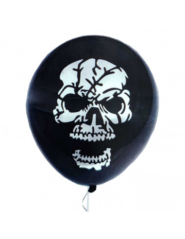 Tradineur - Pack de 10 globos - Diseño Calaveras - 30 cm al inflar - Ideal como decoración de tu hogar y celebrar de halloween.
