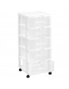 Cajonera de color blanco, con 5 cajones, wagon con ruedas 83,1 x 37 x 39,3 cm.  Contenedor de plástico para folios especial para