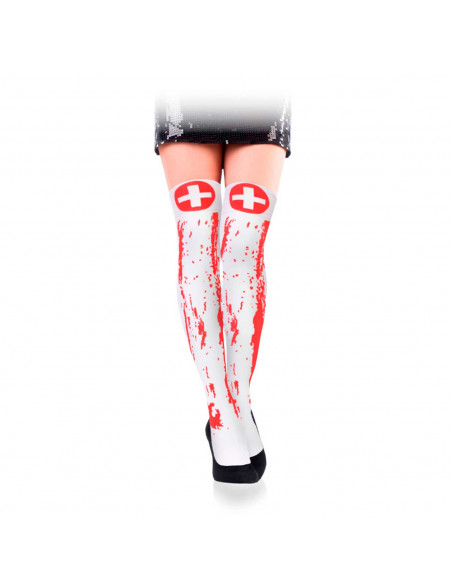 Tradineur - Medias de enfermera con sangre - accesorios de disfraces para carnaval, halloween, cosplay, fiesta, talla única, adu Tradineur - Medias de enfermera con sangre - accesorios de disfraces para carnaval, halloween, cosplay, fiesta, talla única, adu