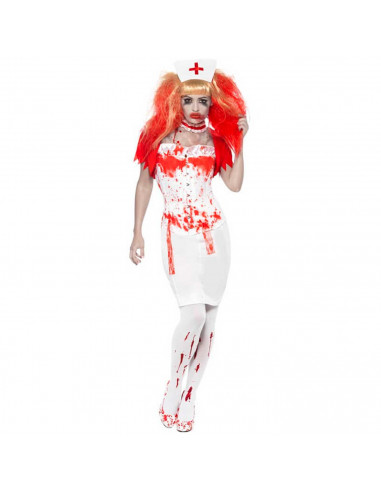 Tradineur - Medias de enfermera con sangre - accesorios de disfraces para carnaval, halloween, cosplay, fiesta, talla única, adu