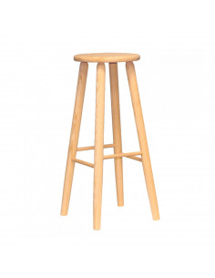 Banqueta redonda, taburete redondo de madera con reposapiés, 70 x 27.5 x 30.7 cm