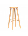 Banqueta redonda, taburete redondo de madera con reposapiés, 70 x 27.5 x 30.7 cm