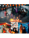 Tradineur - Guirnalda de calabaza sonriente de Halloween - Diseño clásico - Decoración y accesorio para Halloween - Color naranj