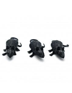 Tradineur - Pack de ratones para Halloween - 3 Unidades - Gran diseño - Decoración y accesorio para Halloween - Color Negro