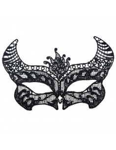 Tradineur - Antifaz con encaje de diablo - Complemento para carnaval, Halloween y celebraciones. - Color Negro - 13 x 20 cm