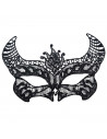 Tradineur - Antifaz con encaje de diablo - Complemento para carnaval, Halloween y celebraciones. - Color Negro - 13 x 20 cm