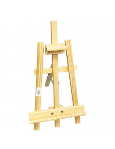 Caballete de madera para pintar 65 cm regulable de tres patas, ideal como soporte de lienzos para exposición de cuadros pinturas