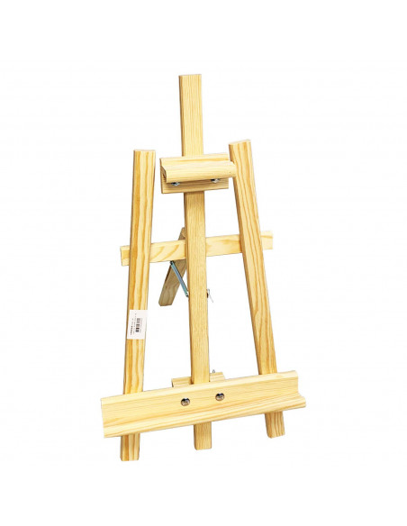 Caballete de madera para pintar 65 cm regulable de tres patas, ideal como soporte de lienzos para exposición de cuadros pinturas