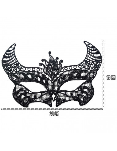Tradineur - Antifaz con encaje de diablo - Complemento para carnaval, Halloween y celebraciones. - Color Negro - 13 x 20 cm