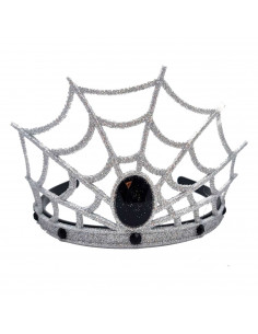 Tradineur - Corona de reina araña - Diadema con joyas - Complemento para disfraz de carnaval, halloween, cosplay, fiesta, adulto