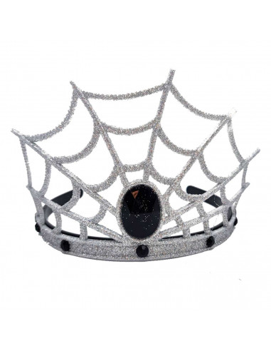 Tradineur - Corona de reina araña - Diadema con joyas - Complemento para disfraz de carnaval, halloween, cosplay, fiesta, adulto
