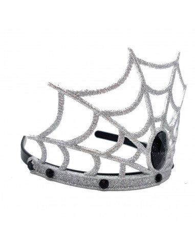 Tradineur - Corona de reina araña - Diadema con joyas - Complemento para disfraz de carnaval, halloween, cosplay, fiesta, adulto