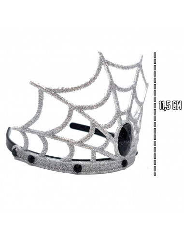 Tradineur - Corona de reina araña - Diadema con joyas - Complemento para disfraz de carnaval, halloween, cosplay, fiesta, adulto