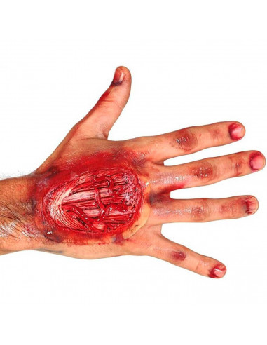 Tradineur - Cicatriz postiza para la mano - Diseño realista - Ideal como complemento para disfraces, carnaval, Halloween - 7,5 x