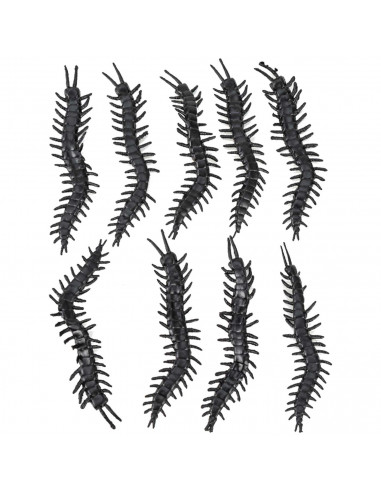 Tradineur - Pack de ciempiés para Halloween - 9 Unidades - Gran diseño - Decoración y accesorio para Halloween - Color Negro