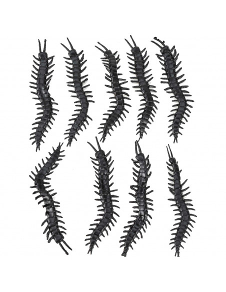 Tradineur - Pack de ciempiés para Halloween - 9 Unidades - Gran diseño - Decoración y accesorio para Halloween - Color Negro Tradineur - Pack de ciempiés para Halloween - 9 Unidades - Gran diseño - Decoración y accesorio para Halloween - Color Negro