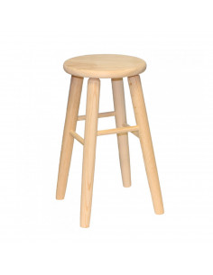 Banqueta redonda, taburete redondo de madera con reposapiés, 48 x 24 x 26.5 cm