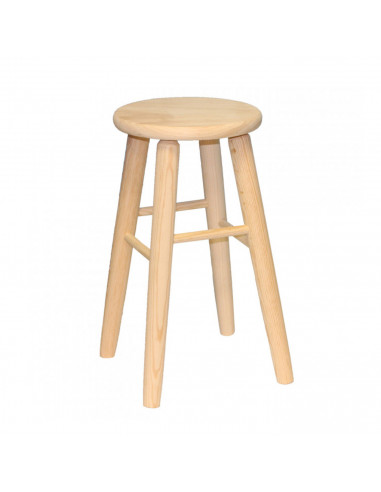 Banqueta redonda, taburete redondo de madera con reposapiés, 48 x 24 x 26.5 cm
