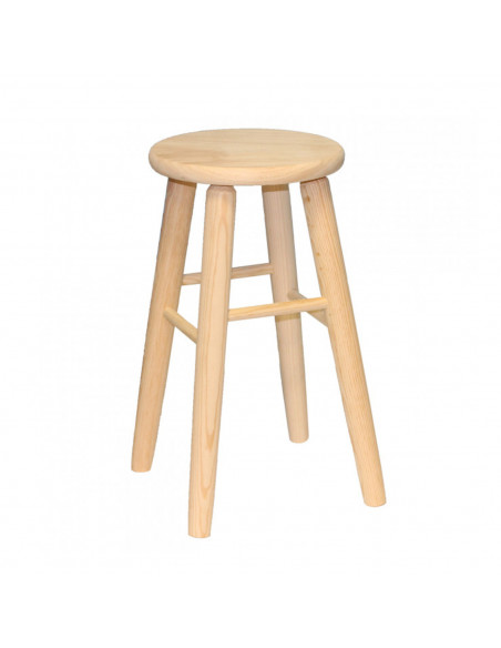 Banqueta redonda, taburete redondo de madera con reposapiés, 48 x 24 x 26.5 cm